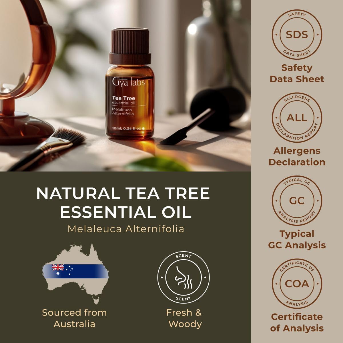 Gya Labs Australian Tea Tree Oil for Skin, Hair, Face & Toenails