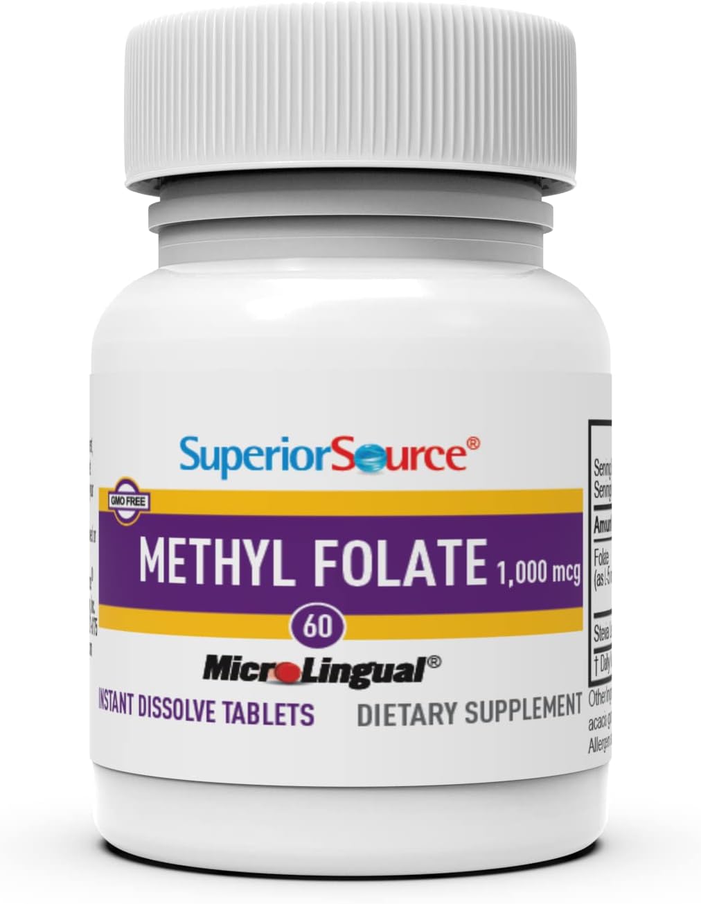 Superior Source Methylfolate 5-MTHF 1000 mcg, 60 tablets