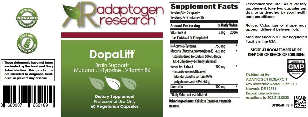 DopaLift Natural Production of Dopamine  Brain Support 60 Vegetarian Capsules