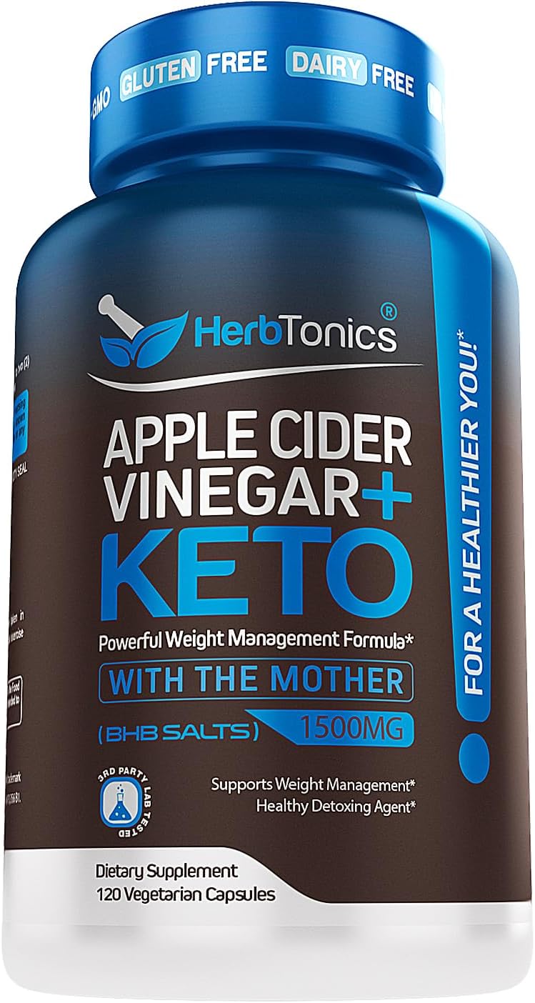 Herbtonics Apple Cider Vinegar Capsules Plus Keto BHB 120 count