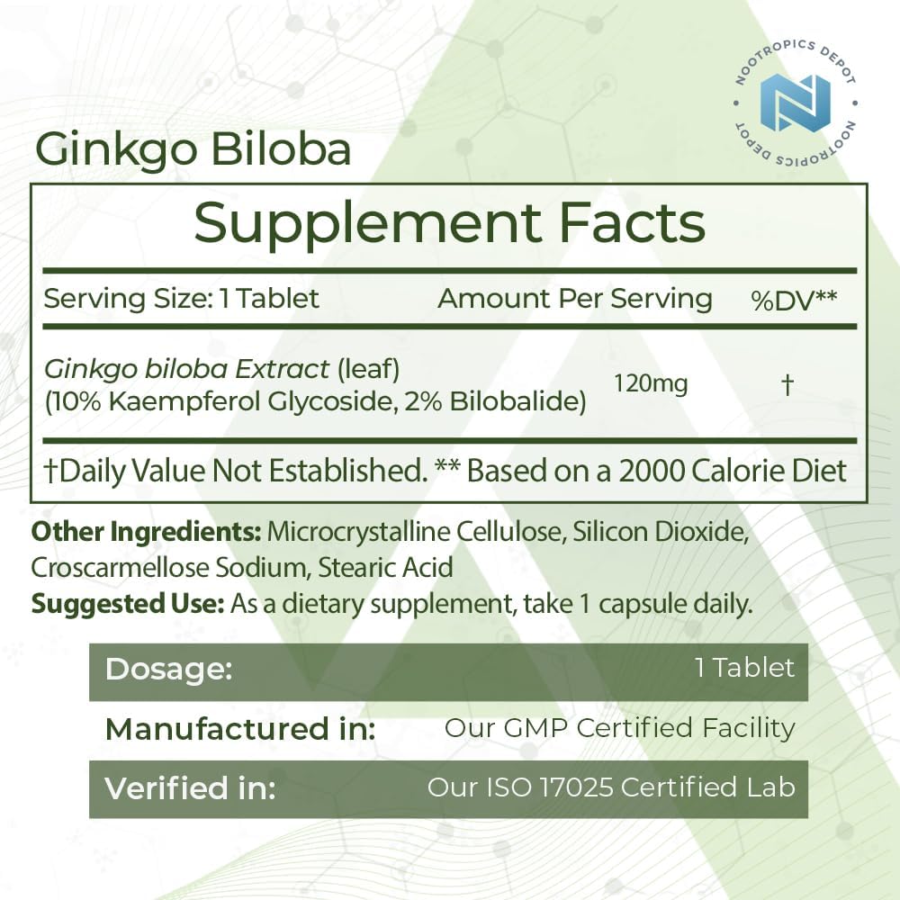 Nootropics Depot Ginkgo Biloba Extract 90 Tablets