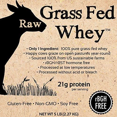 100% Raw Grass Fed Whey - Happy Healthy Cows, COLD PROCESSED Undenatured Protein Powder, 5LB