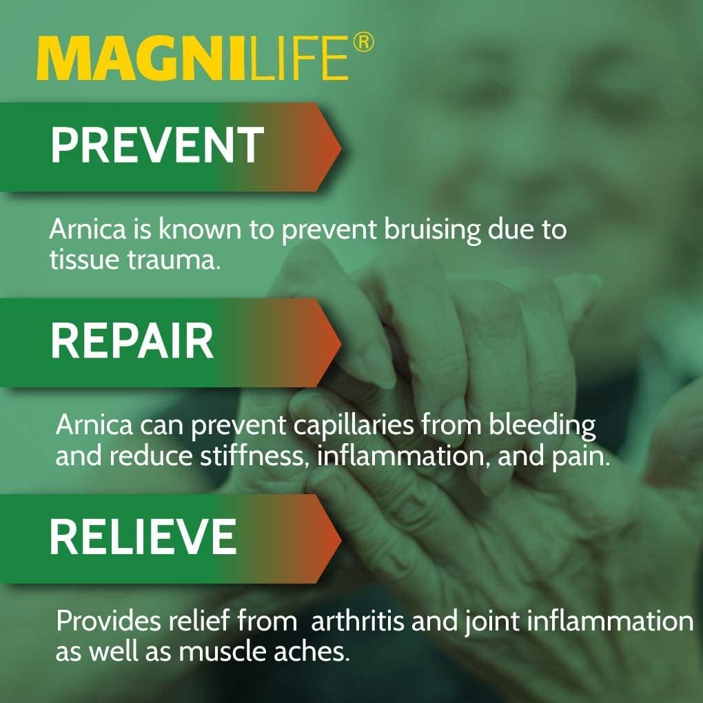 MagniLife Arnica Pain Relief Gel, Fast Acting Neck and Back Pain Relief 4oz