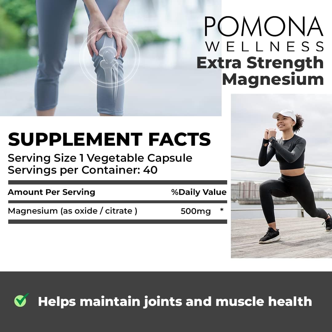 Pomona Wellness Magnesium Supplement, Extra Strength 60 capsules