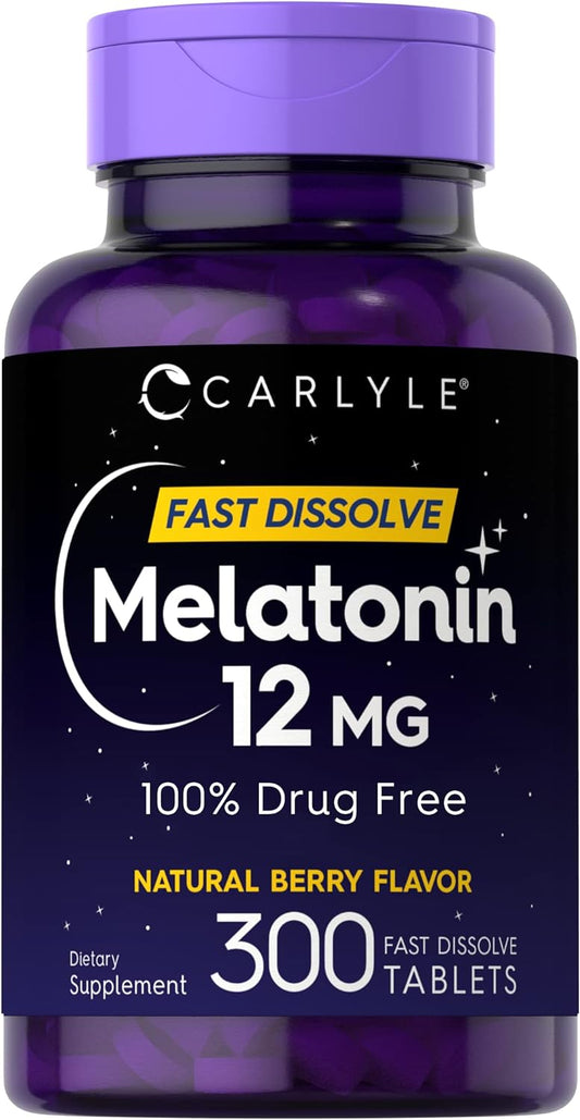 Carlyle Melatonin Natural Berry Flavor 12 mg Fast Dissolve 300 Tablets