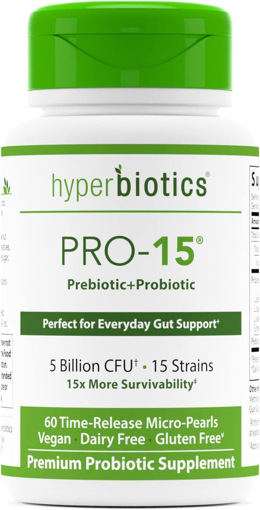 Hyperbiotics Pro 15 Vegan Probiotic Supplement 60 count