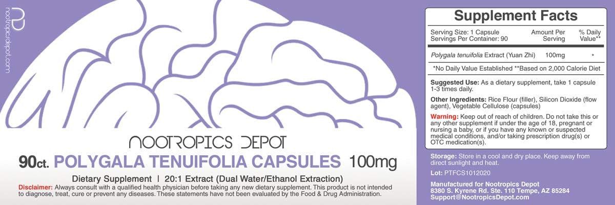 Nootropics Depot Polygala tenuifolia   90 Capsules