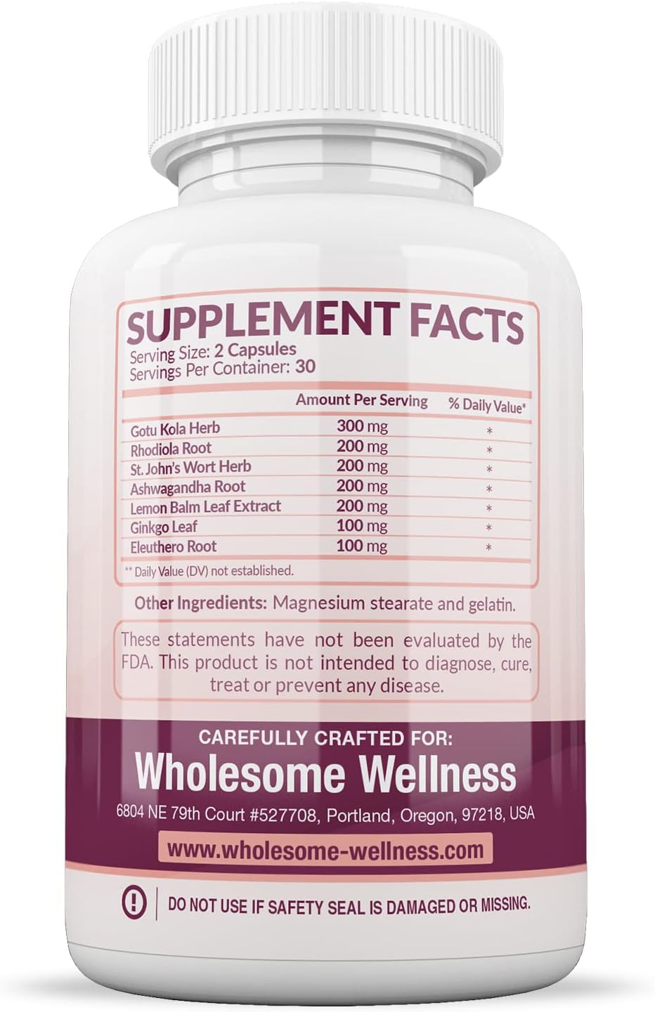 Wholesome Wellness Happy Formula Natural Stress 60 Capsules