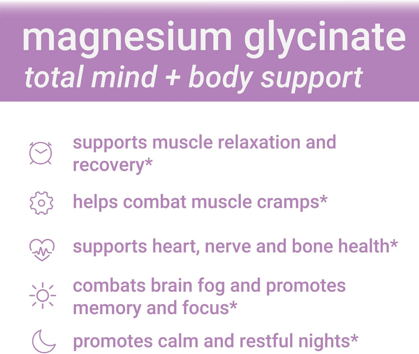 Magnesium Glycinate 1000mg (Equal to 200mg Magnesium)- 60 cpsules