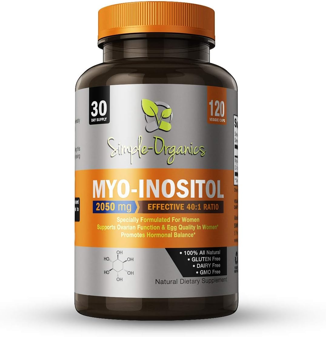 Myo Inositol Supplement, with D-Chiro Inositol,120 capsules