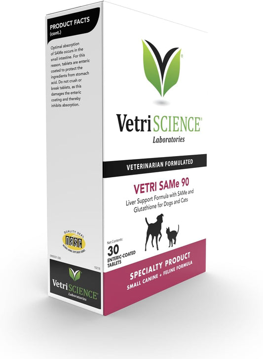 VetriScience Vetri Same Liver Supplements for Dogs & Cats, 90mg - (30 Tablets)