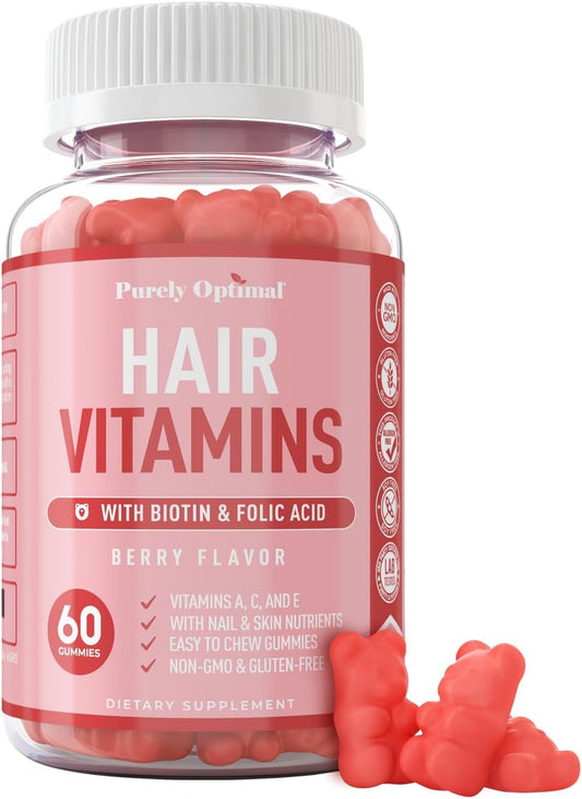 Premium Hair Vitamins Supplement  Vitamins w/Biotin, - 60 Gummy