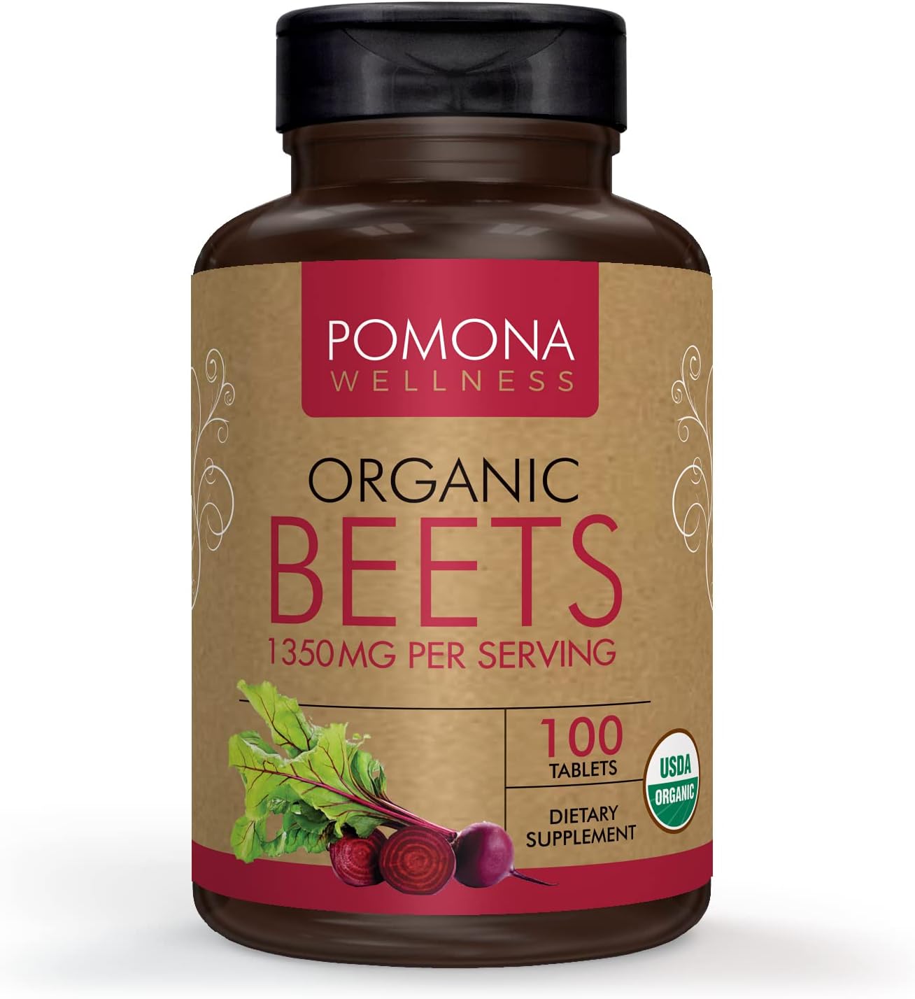 Pomona Wellness Beet Root Supplement Powder 1350mg, 100 Tablets