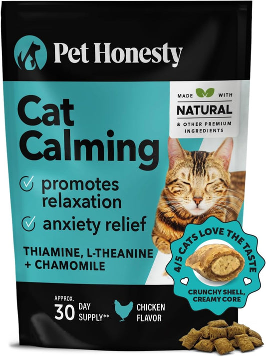 Pet Honesty Calming Chews for Cats - Cat Anxiety Relief + Helps Reduce Stress (30-Day Supply)