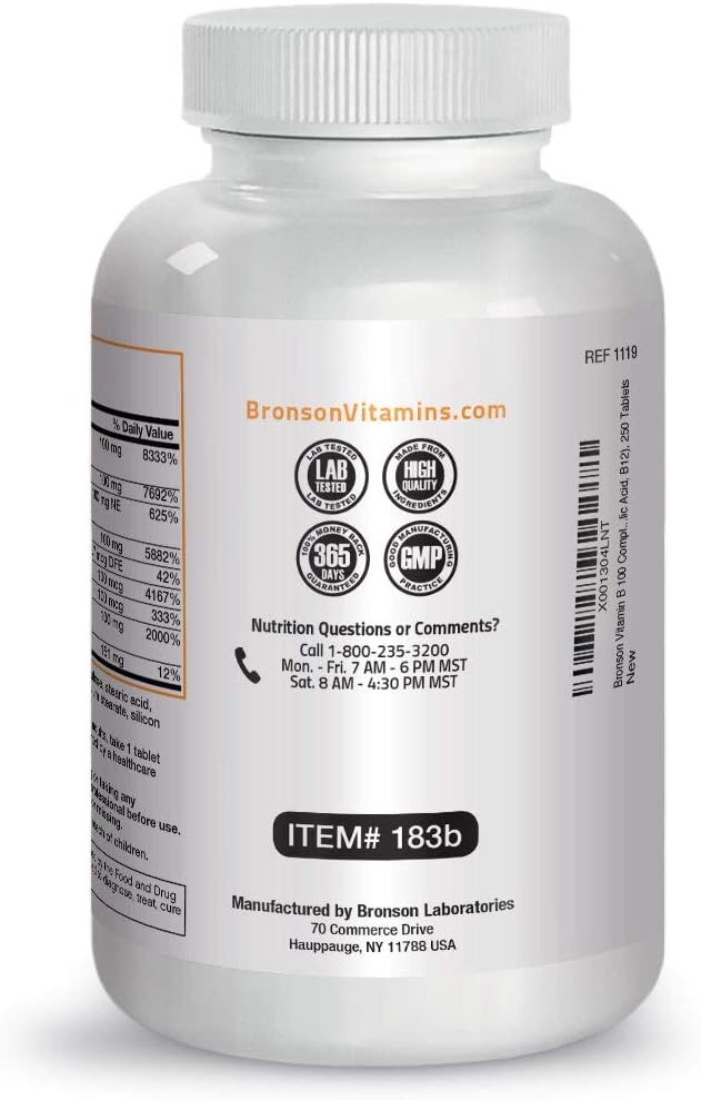 Bronson Vitamin B 100 Complex High Potency Sustained Release