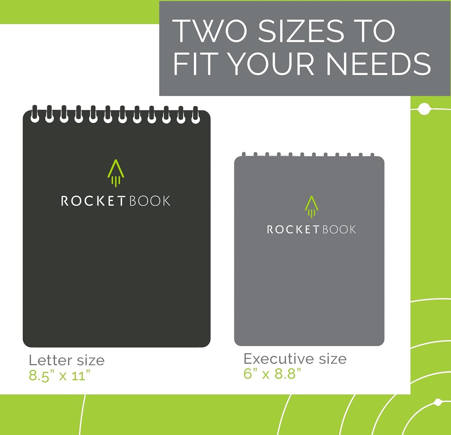 Rocketbook Smart Reusable Notebook, Flip Letter Size Spiral Notebook, Infinity Black, (8.5" x 11")