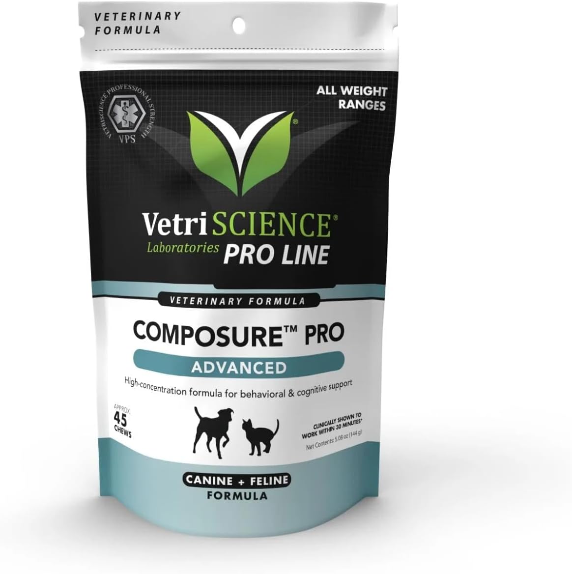 VETRISCIENCE Composure Pro Advanced Calming - Dog + Cat, 45 Chews