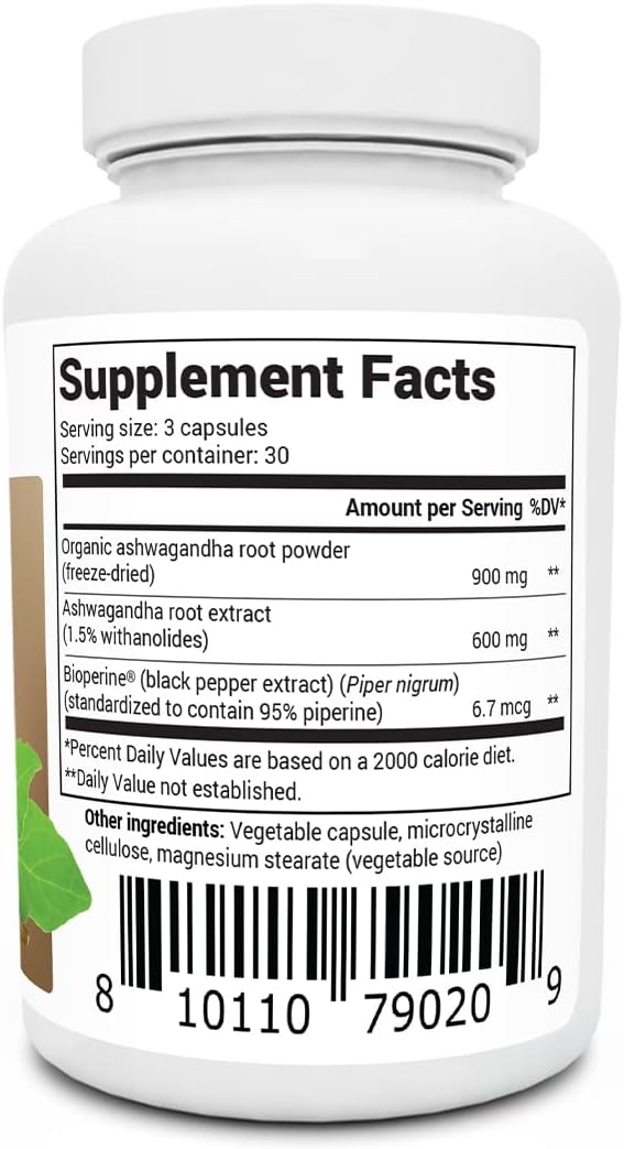 Dr. Berg Ashwagandha with Ashwagandha Root Powder  90 Capsules