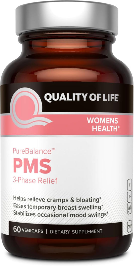 Quality of Life - Pure Balance PMS - 3 Phrase Relief Supplement - 60 Count