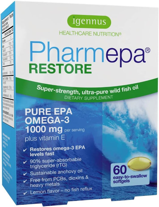 Pharmepa Restore, 1000mg Pure EPA Fish Oil, High Absorption  60 softgels