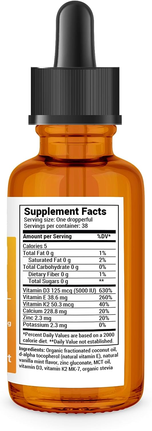 Dr. Berg Vitamin D3 K2 with Zinc & MCT Oil Liquid Supplement