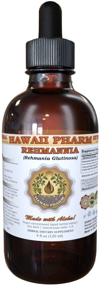 Rehmannia Liquid Extract, Organic Rehmannia Tincture, Herbal Supplement, Hawaii Pharm, Made in USA, 4 fl.oz