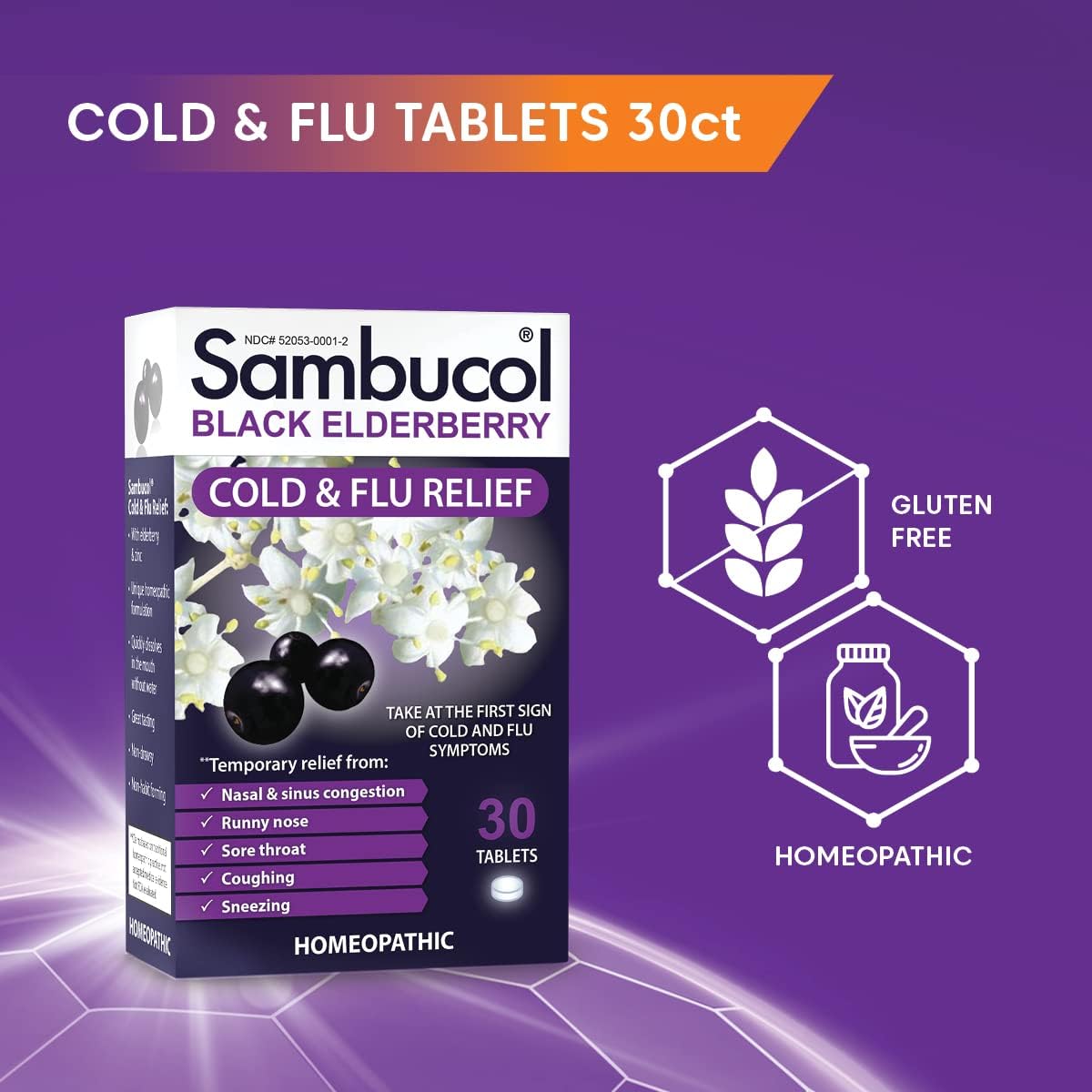 Sambucol Cold and Flu Relief Tablets 30 Count