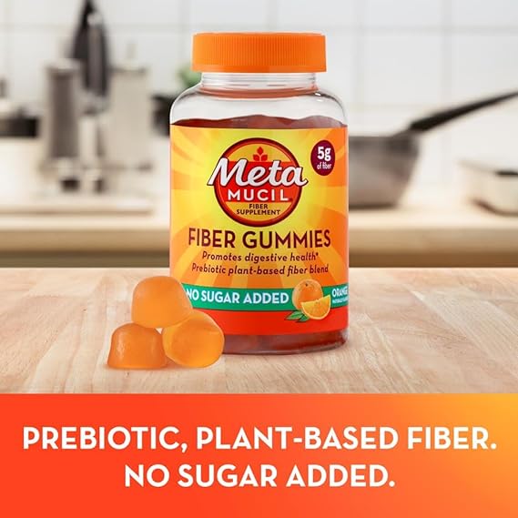 Metamucil Fiber Supplement Gummies, Sugar Free Orange Flavor,  120 Count