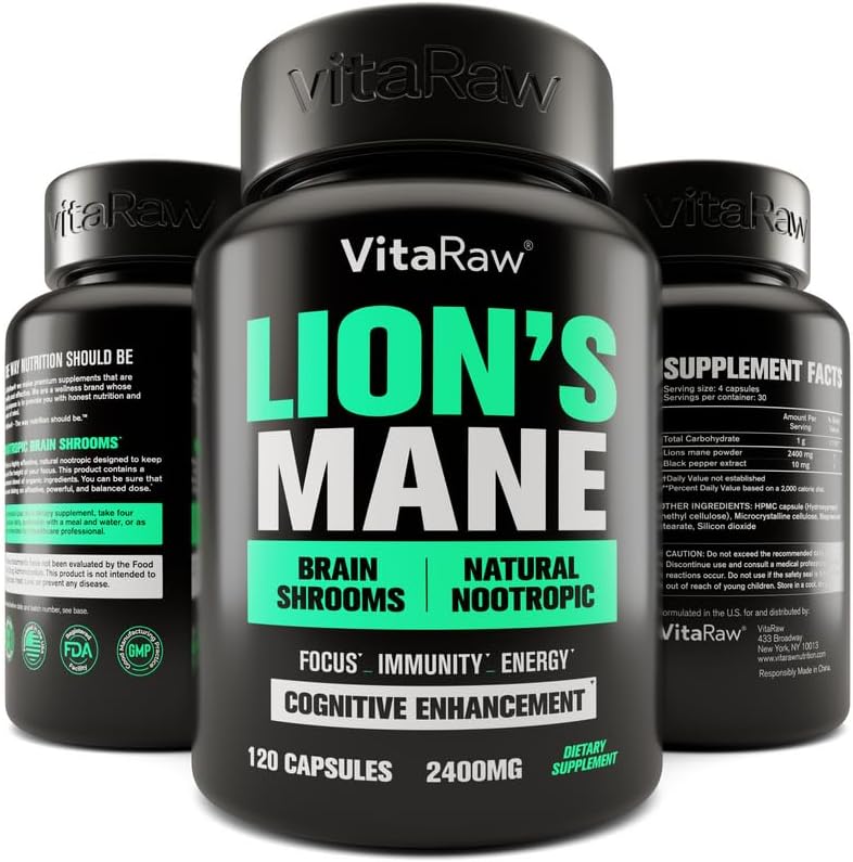 Organic Lions Mane Supplement  2400 mg -120 capsules