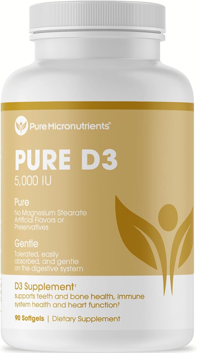 Pure Micronutrients Pure D3 – Vitamin D3 5000 IU,90 Mini Softgels