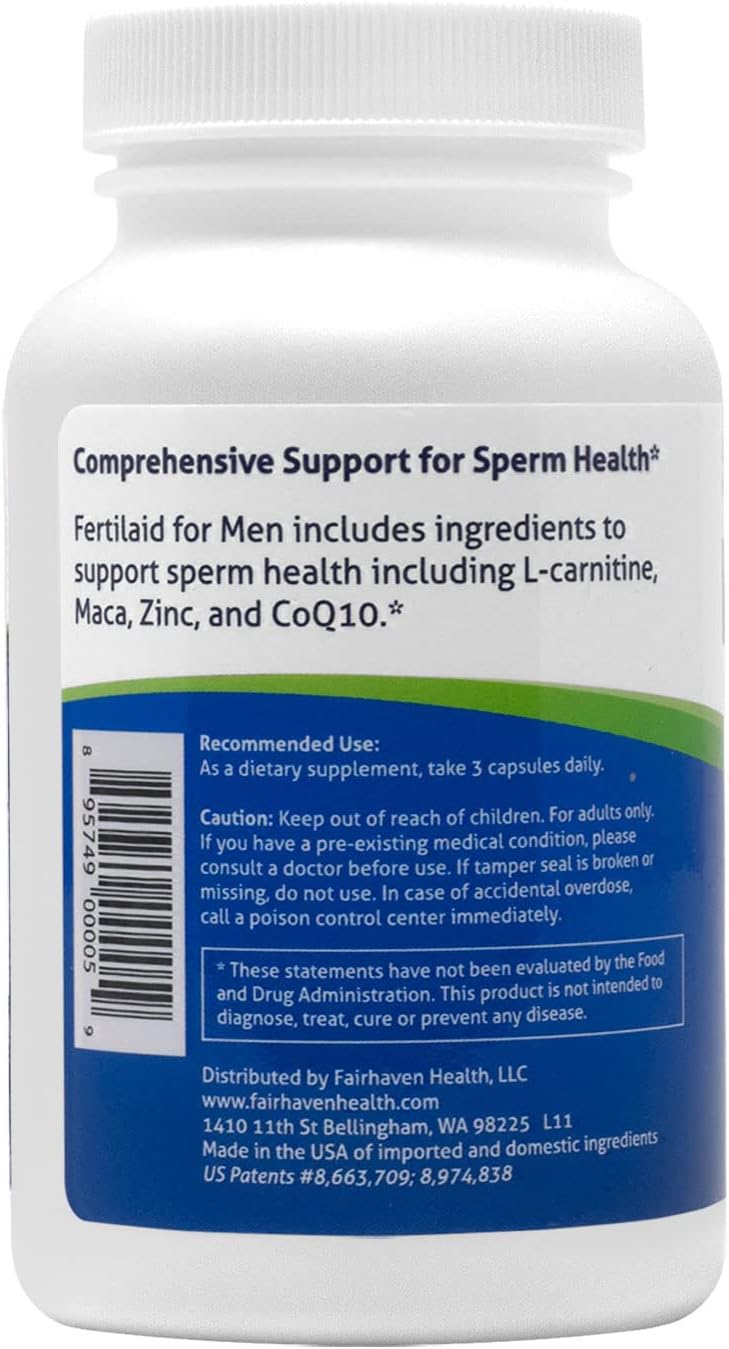 Fairhaven Health FertilAid for Men Prenatal Male Fertility Supplement 90 Capsules