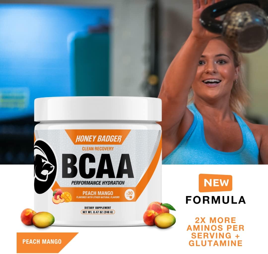 Honey Badger BCAA + EAA Amino Acids Electrolytes Powder,30 Servings