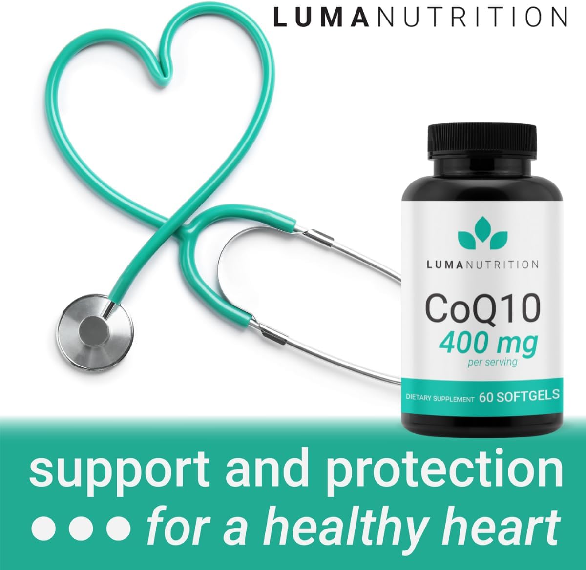 Luma Nutrition CoQ10 400mg Softgels - Premium Coenzyme Q10 - Co Q-10 200mg Softgel