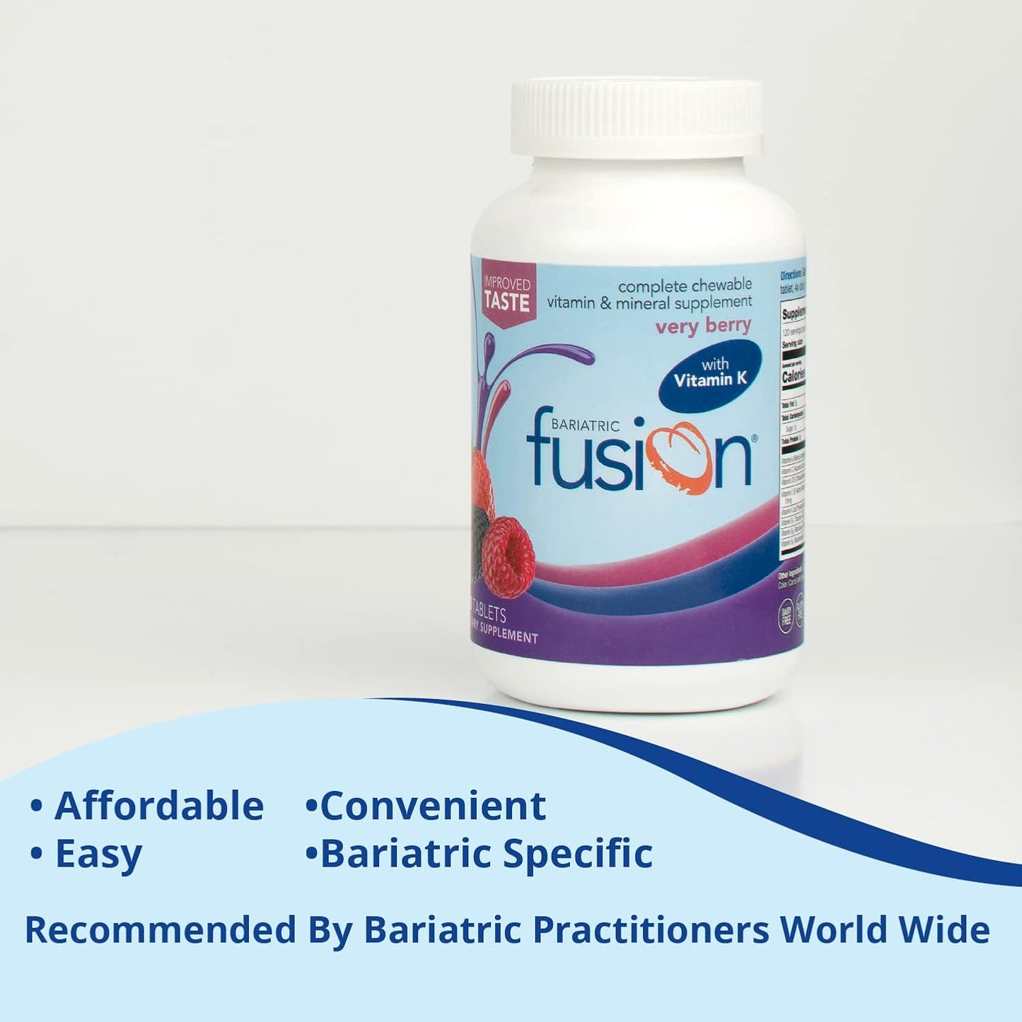 Bariatric Fusion Very Berry Complete Chewable  Multivitamin with Iron and Vitamin K- 120 Tablets