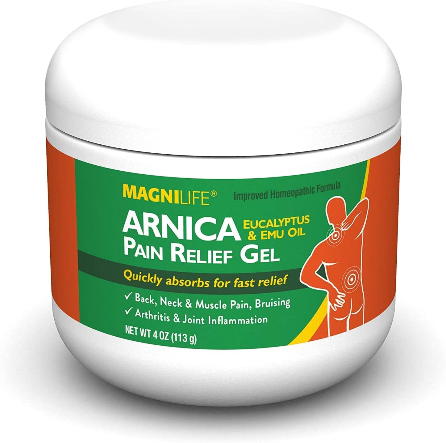 MagniLife Arnica Pain Relief Gel, Fast Acting Neck and Back Pain Relief 4oz