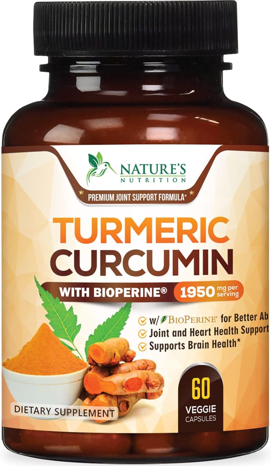 Turmeric Curcumin with BioPerine 95% Standardized Curcuminoids 1950mg - 60 capsules