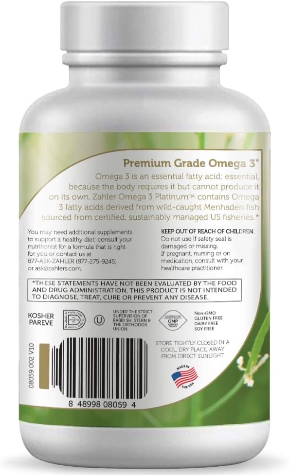 New and Improved! Zahler Omega 3, Advanced Omega 3 Fish Oil 90 Softgels