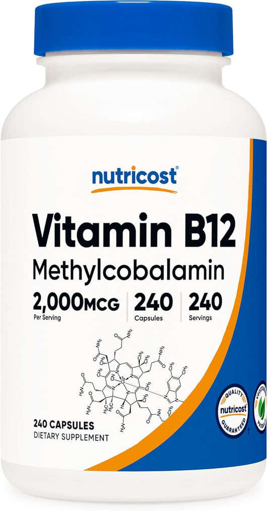 Nutricost Vitamin B12 (Methylcobalamin) 2000mcg, 240 Capsules - Vegetarian Caps, Non-GMO, Gluten Free B12 Supplement