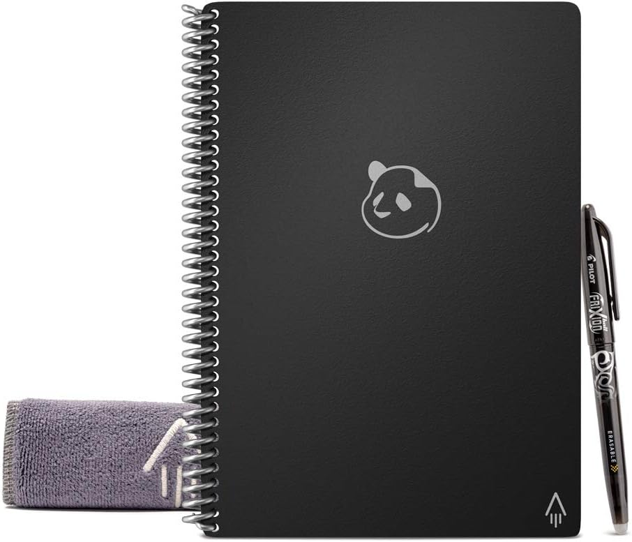 Rocketbook Smart Reusable Notebook, Letter Size Panda Planner with Daily, Weekly, & Monthly Pages, Infinity Black, (8.5" x 11")