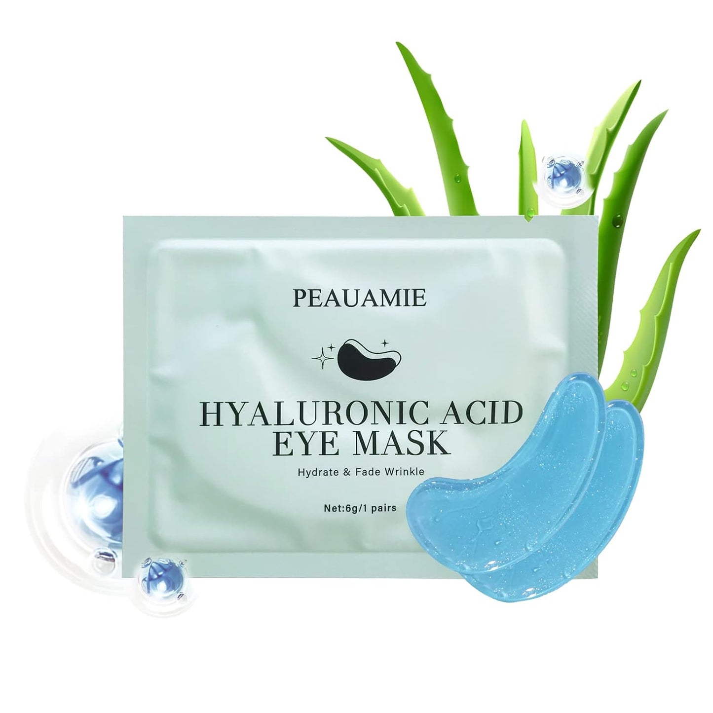 PEAUAMIE Under Eye Patchs (30 Pairs) Hyaluronic Acid Eye Mask for Dark Circles