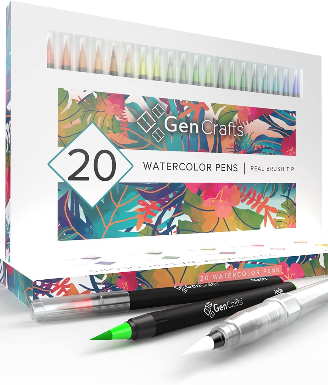 GenCrafts Watercolor Brush Pens Set of 20 Premium Colors