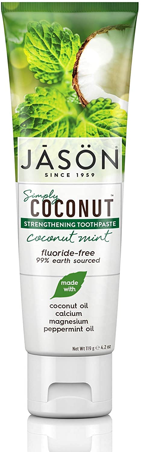 Jason Simply Coconut Strengthening Fluoride-Free Toothpaste,  Coconut Mint