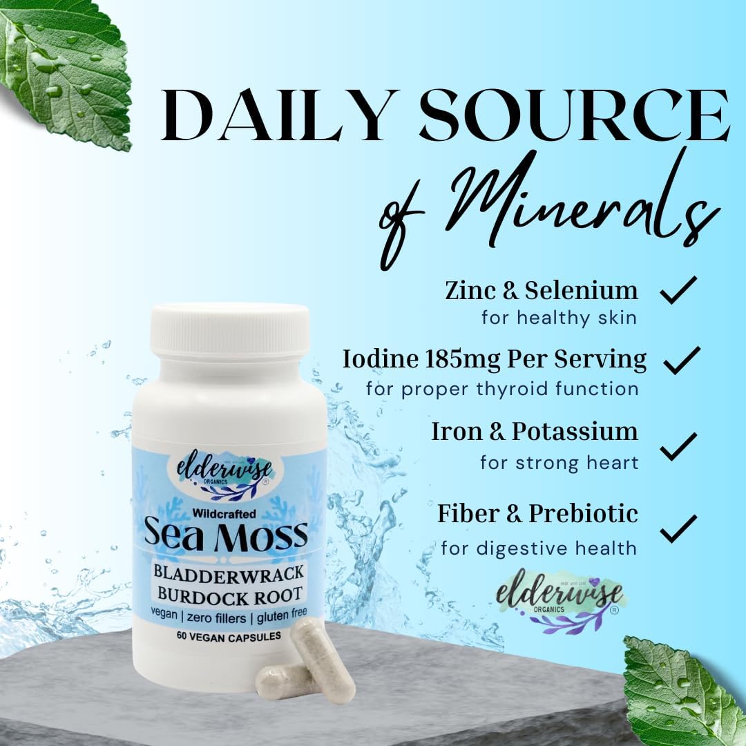 Elderwise Organics Sea Moss Capsules -  60 Vegan Capsules