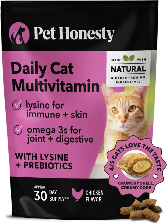 Pet Honesty Cat Multivitamin Chews - Cat Treats for Health + Immune (30-Day Supply)