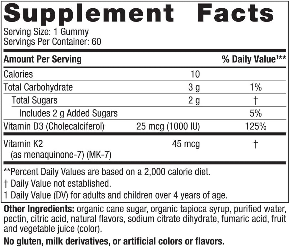 Nordic Naturals Vitamin D3 + K2  60  Gummies