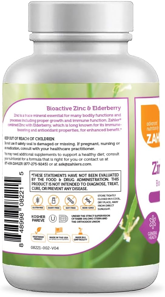 Zahler Elderberry Zinc Lozenges for Adults & Kids (90 Count)