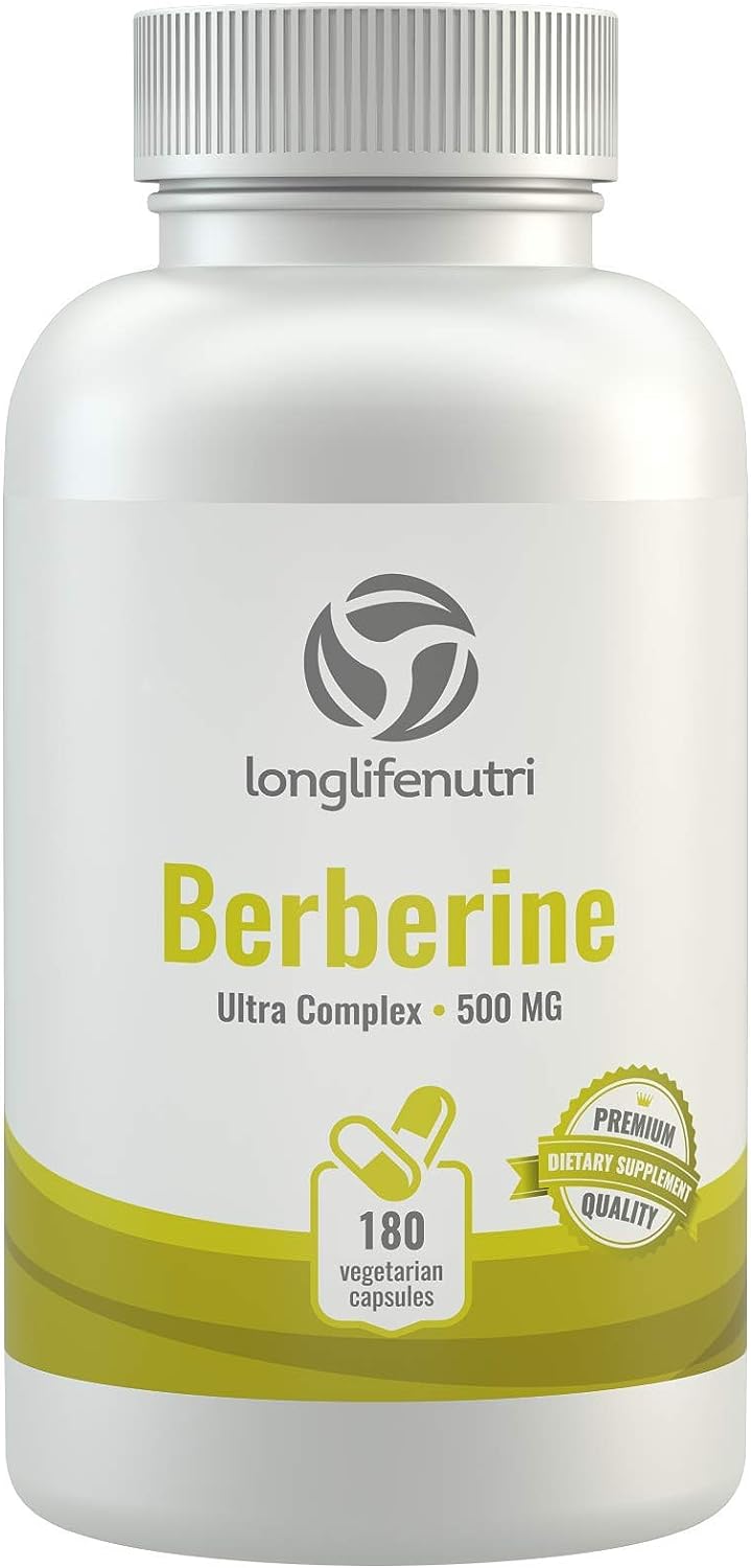 LongLifeNutri Berberine Supplement  180 Vegetarian Capsules