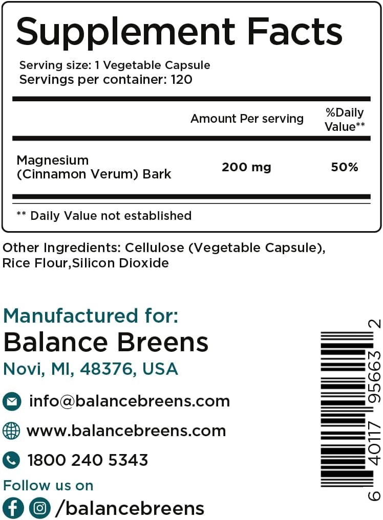 Magnesium Bisglycinate  High Absorption Chelated - 120 Vegan Capsules