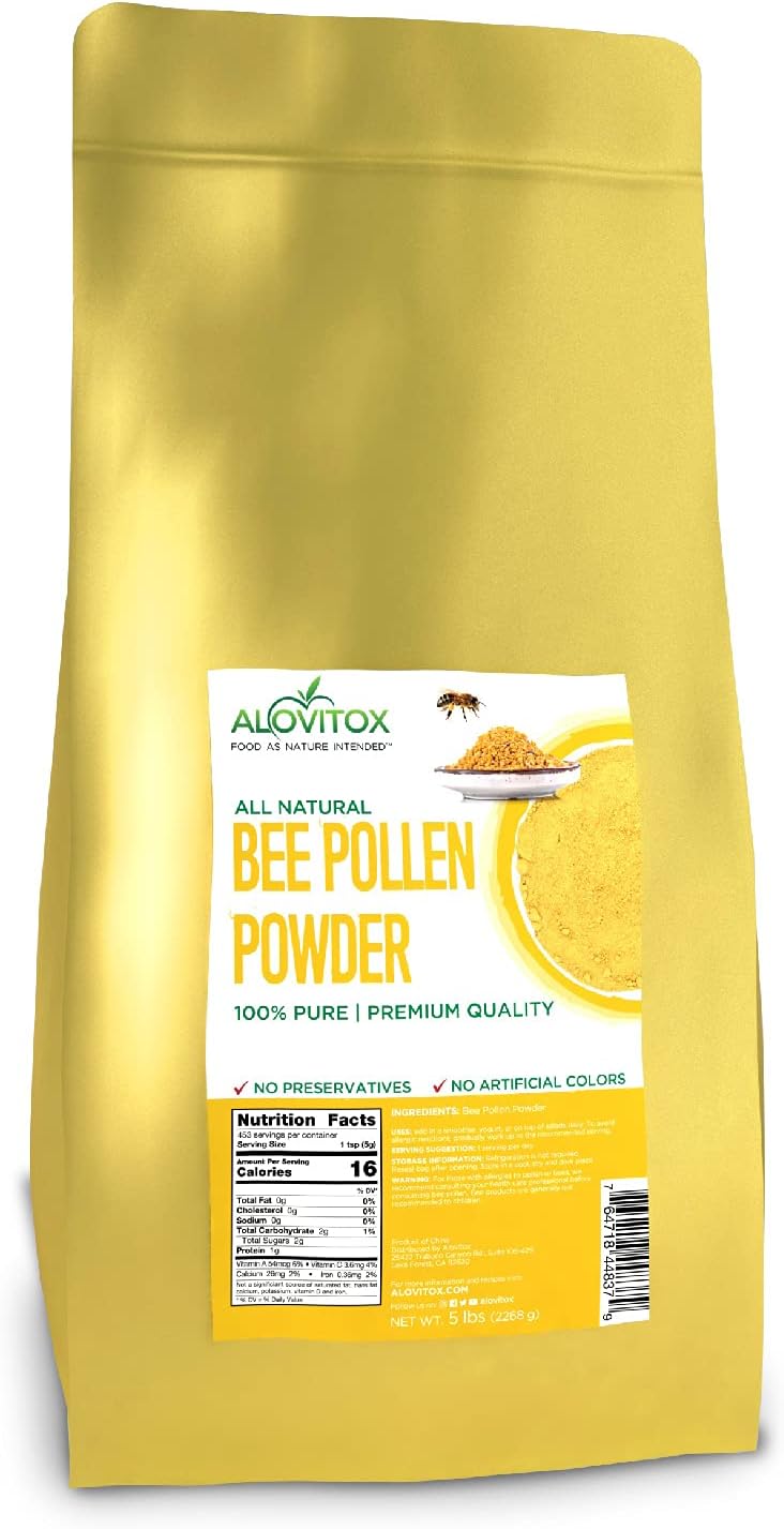 Alovitox Bee Pollen Powder 5lb 100% Pure, Fresh Natural