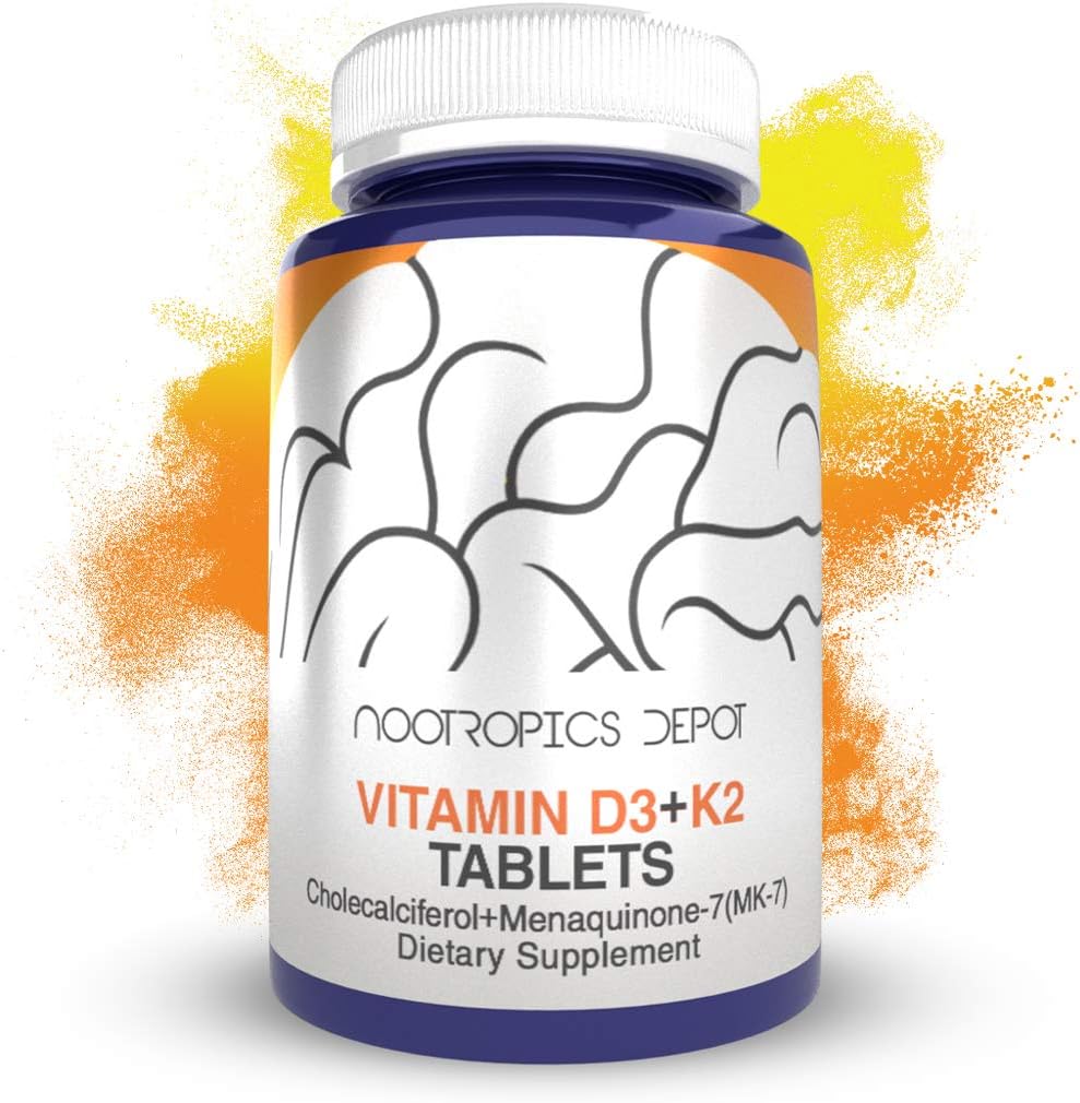 Nootropics Depot Vitamin D3 + K2 with Vitamin C  60 Tablets